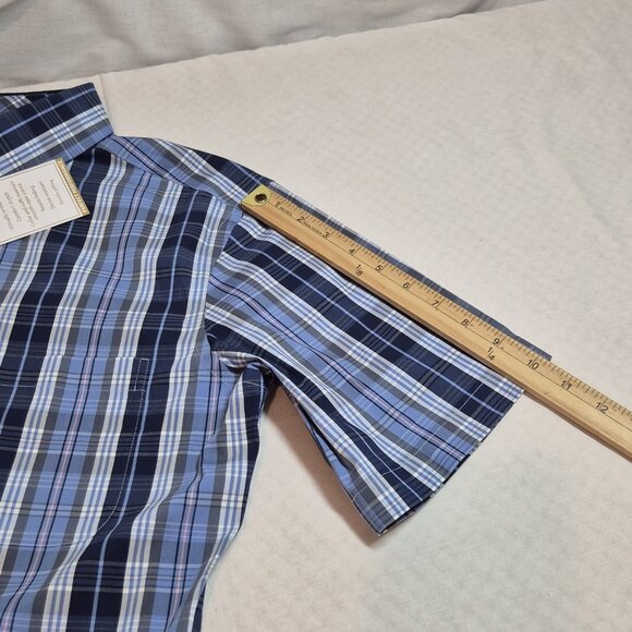 Roundtree & Yorke Gold Label Men's Shirt Size M Plaid Blue Slim Fit  (56) - Picture 8 of 10